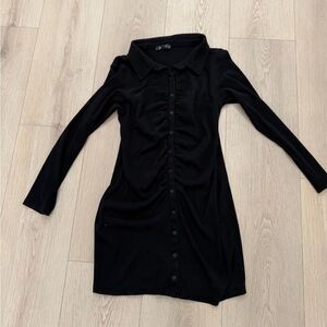 Misguided women’s black midi dress long sleeve size 14 XL stretchy